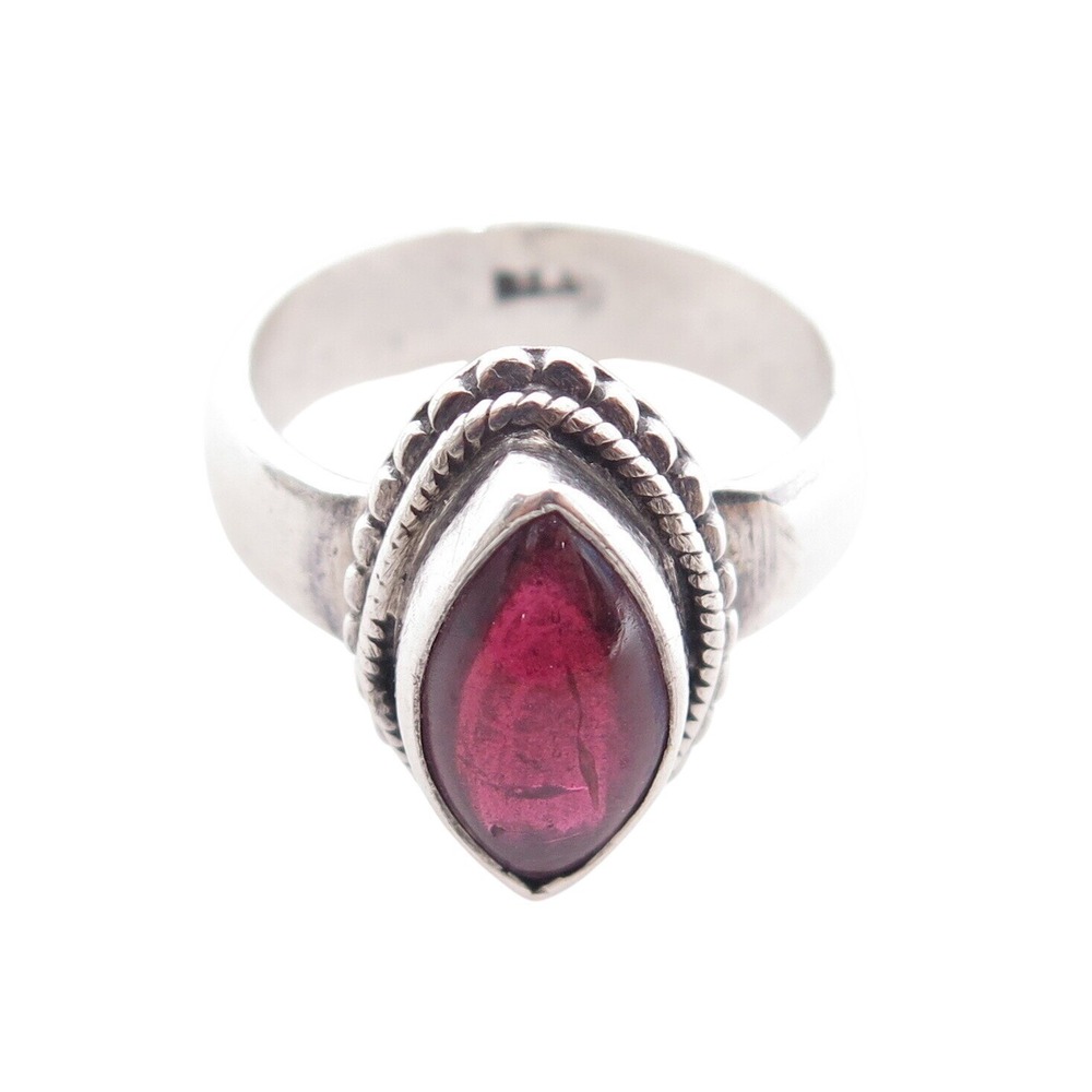 BEAUTIFUL STERLING SILVER 925 MARQUISE CUT SETTING RED STONE‎ RING SIZE 7